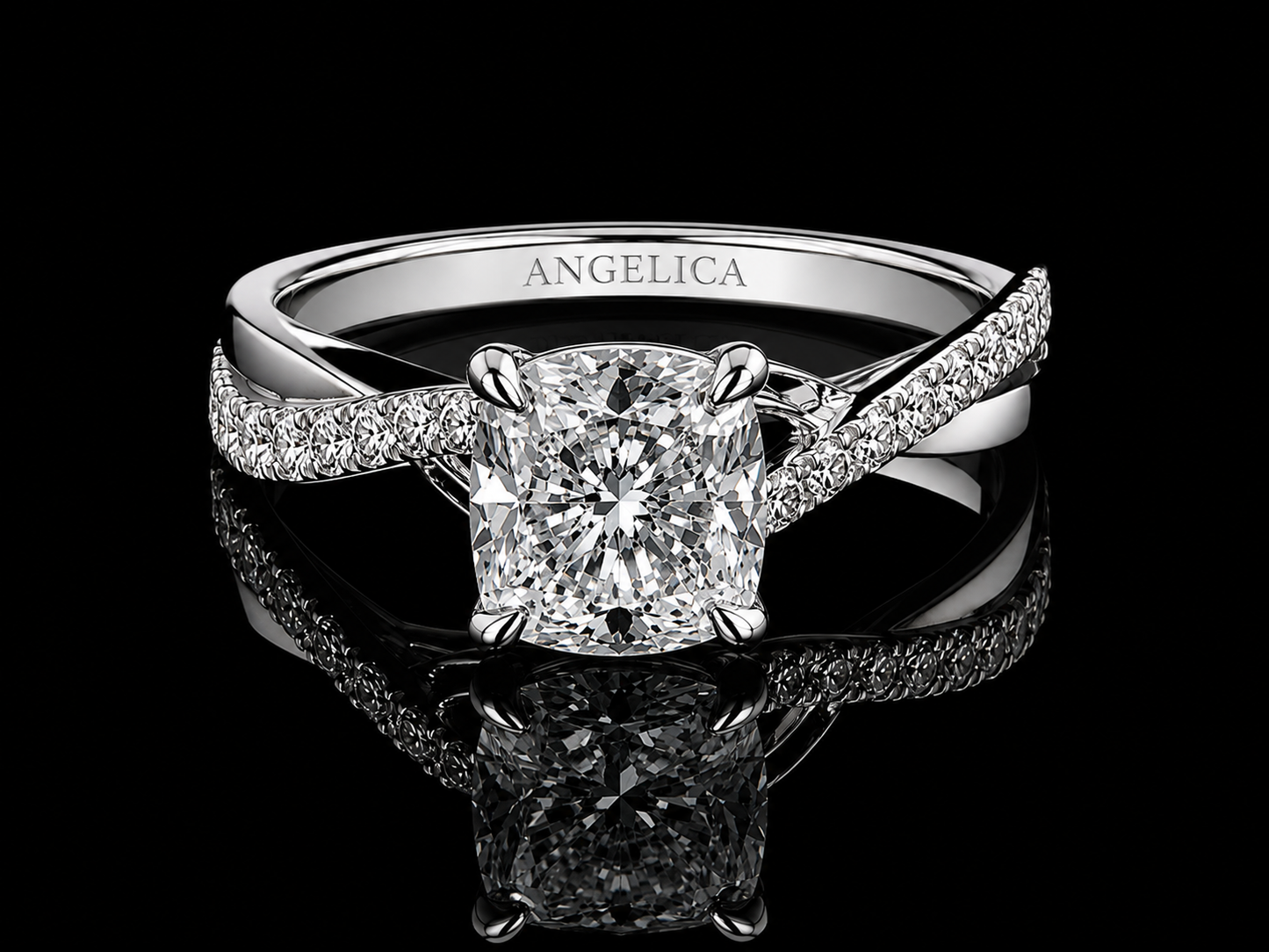 14K White Gold Lab-Grown Diamond Cushion Cut Engagement Ring – 2.58 CTW IGI Certified Angelica Jewellers