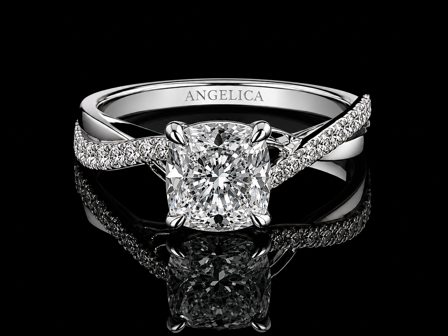 14K White Gold Lab-Grown Diamond Cushion Cut Engagement Ring – 2.58 CTW IGI Certified Angelica Jewellers
