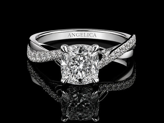 14K White Gold Lab-Grown Diamond Cushion Cut Engagement Ring – 2.58 CTW IGI Certified Angelica Jewellers