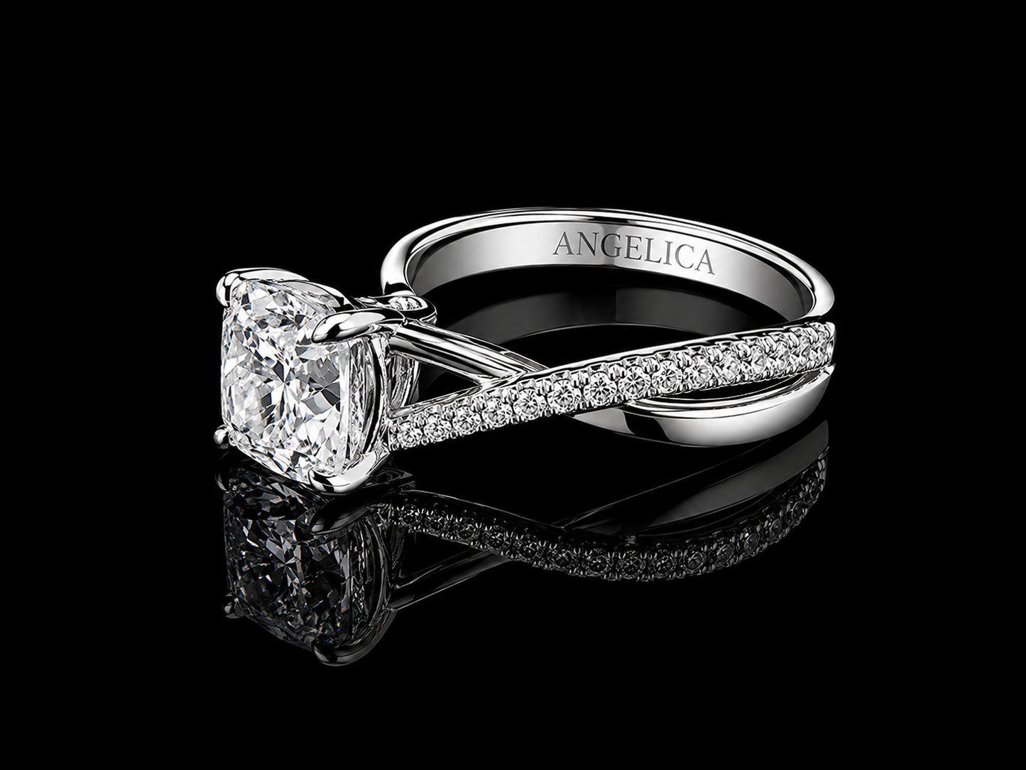14K White Gold Lab-Grown Diamond Cushion Cut Engagement Ring – 2.58 CTW IGI Certified Angelica Jewellers