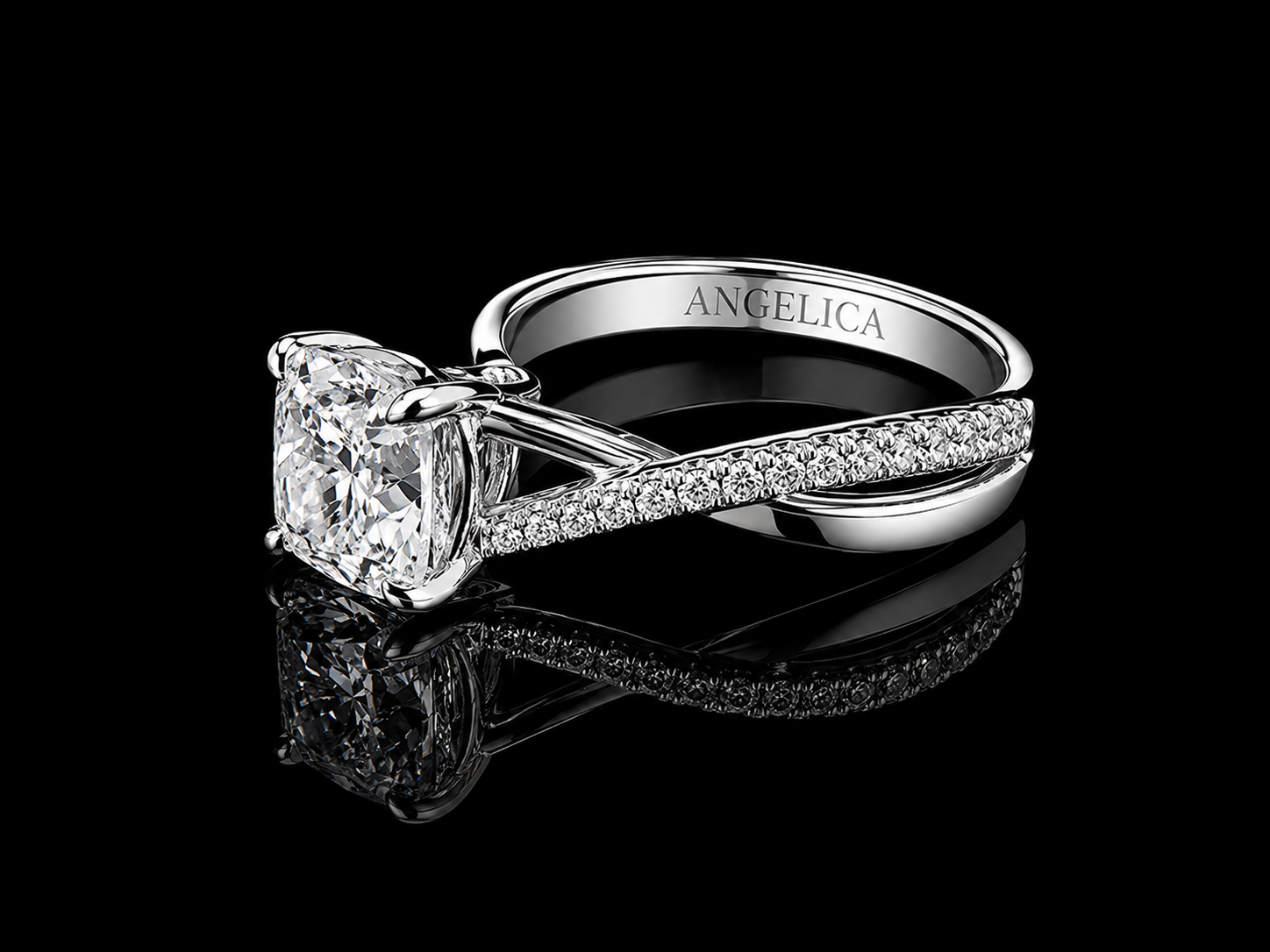14K White Gold Lab-Grown Diamond Cushion Cut Engagement Ring – 2.58 CTW IGI Certified Angelica Jewellers