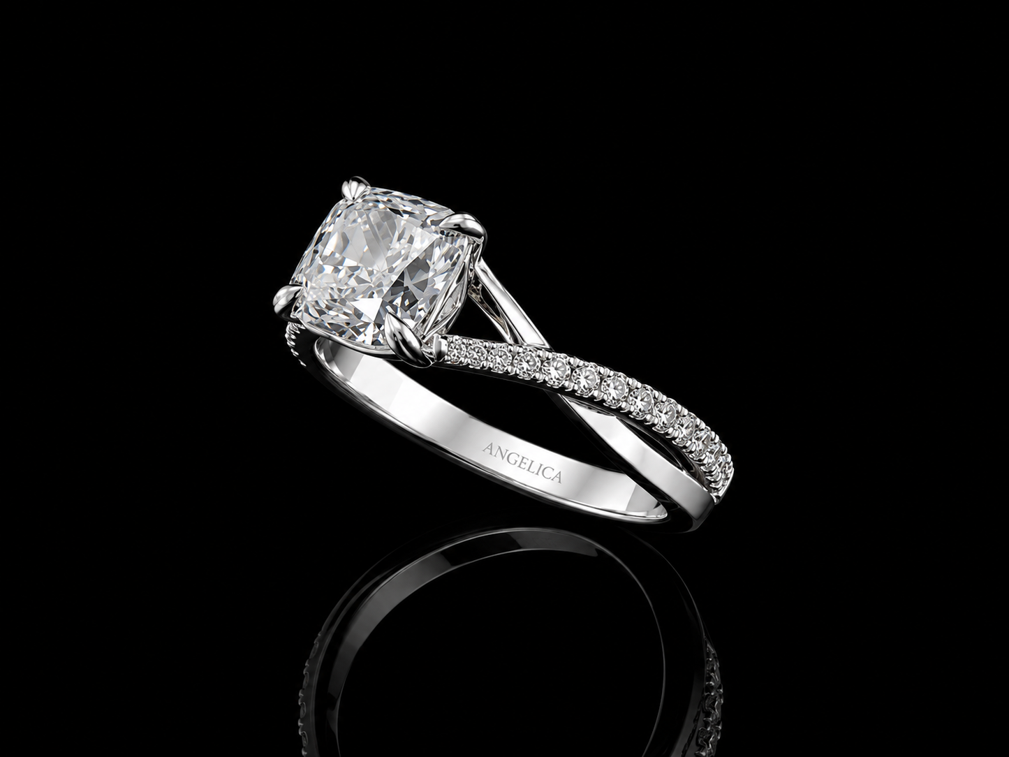 14K White Gold Lab-Grown Diamond Cushion Cut Engagement Ring – 2.58 CTW IGI Certified Angelica Jewellers
