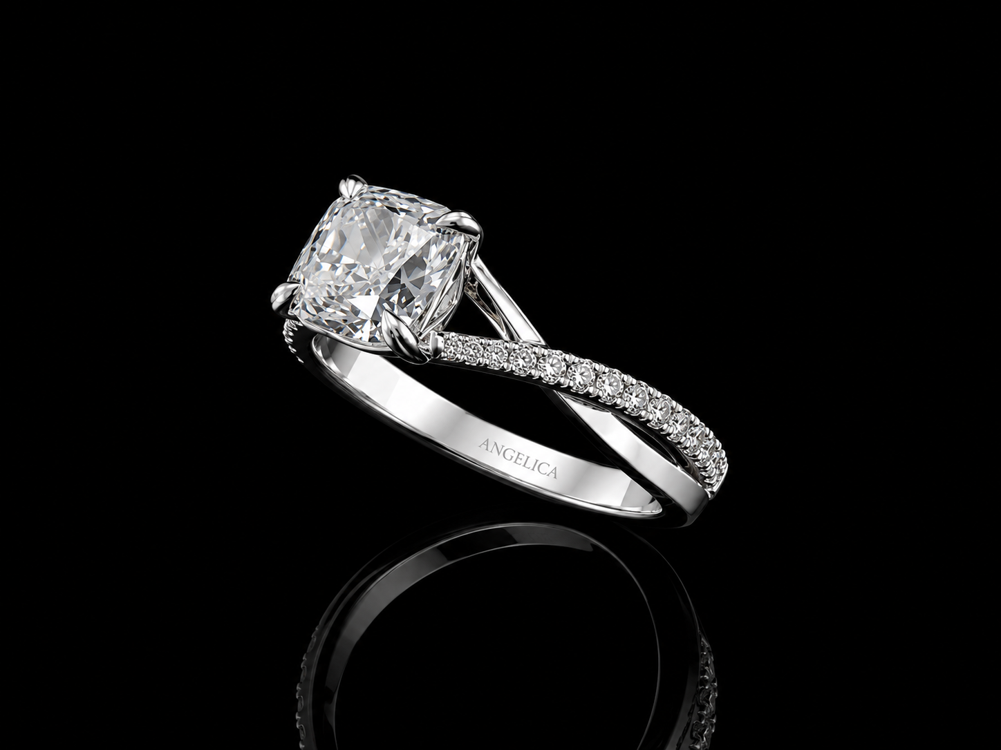14K White Gold Lab-Grown Diamond Cushion Cut Engagement Ring – 2.58 CTW IGI Certified Angelica Jewellers