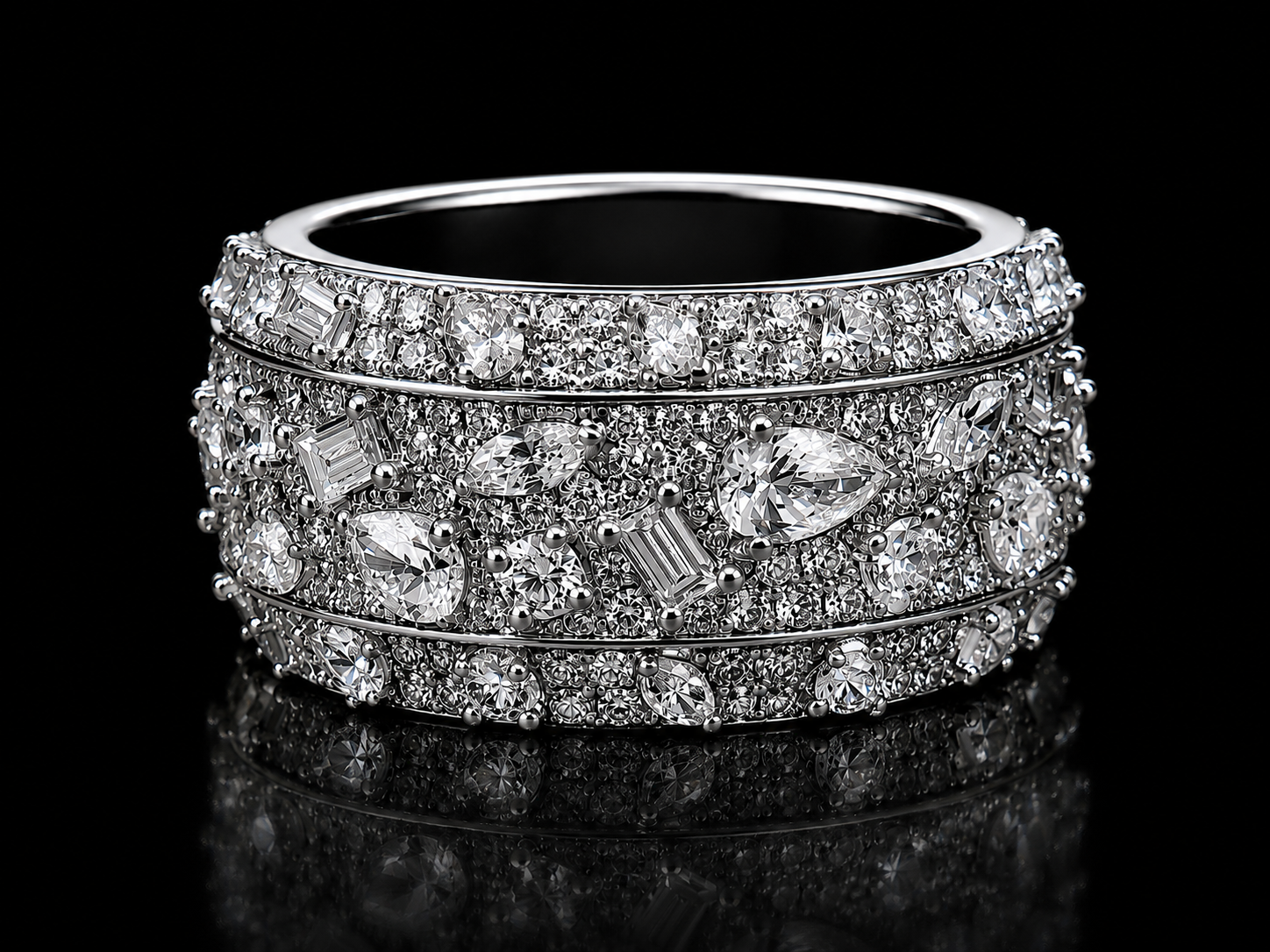 10K White Gold Diamond Band Ring – 2.80 CT | VVS Clarity, F+ Color | 13 mm Signature Collection Angelica Jewellers