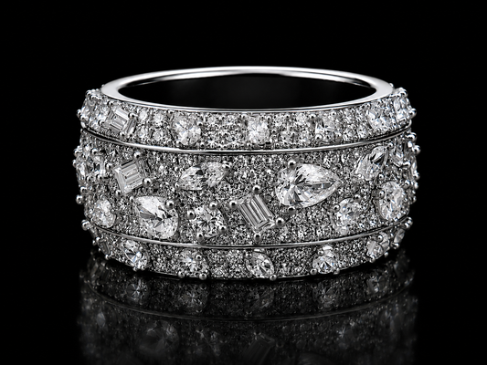 10K White Gold Diamond Band Ring – 2.80 CT | VVS Clarity, F+ Color | 13 mm Signature Collection