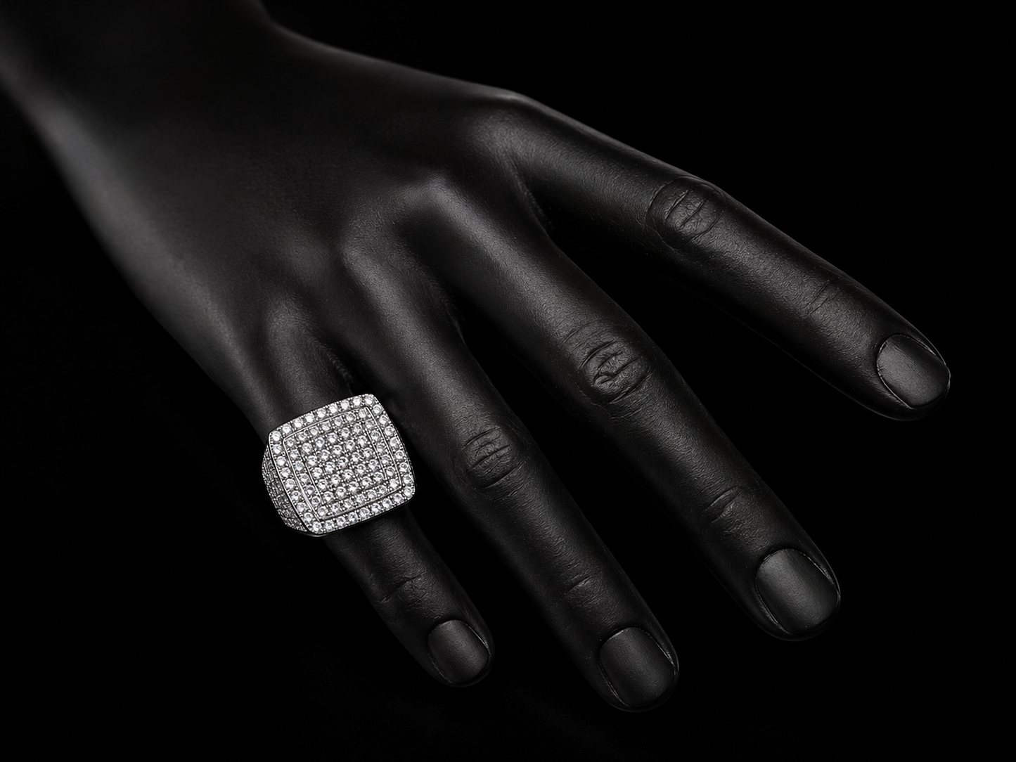 10K White Gold Diamond Signet Ring – 5.90 CTW