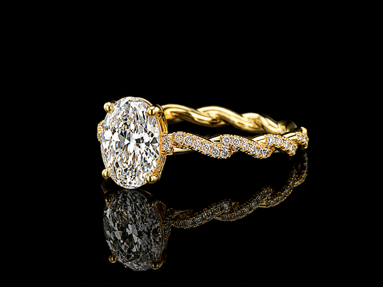 18K Yellow Gold Lab-Grown Diamond Oval Cut Engagement Ring – 2.04 CTW IGI Certified Angelica Jewellers