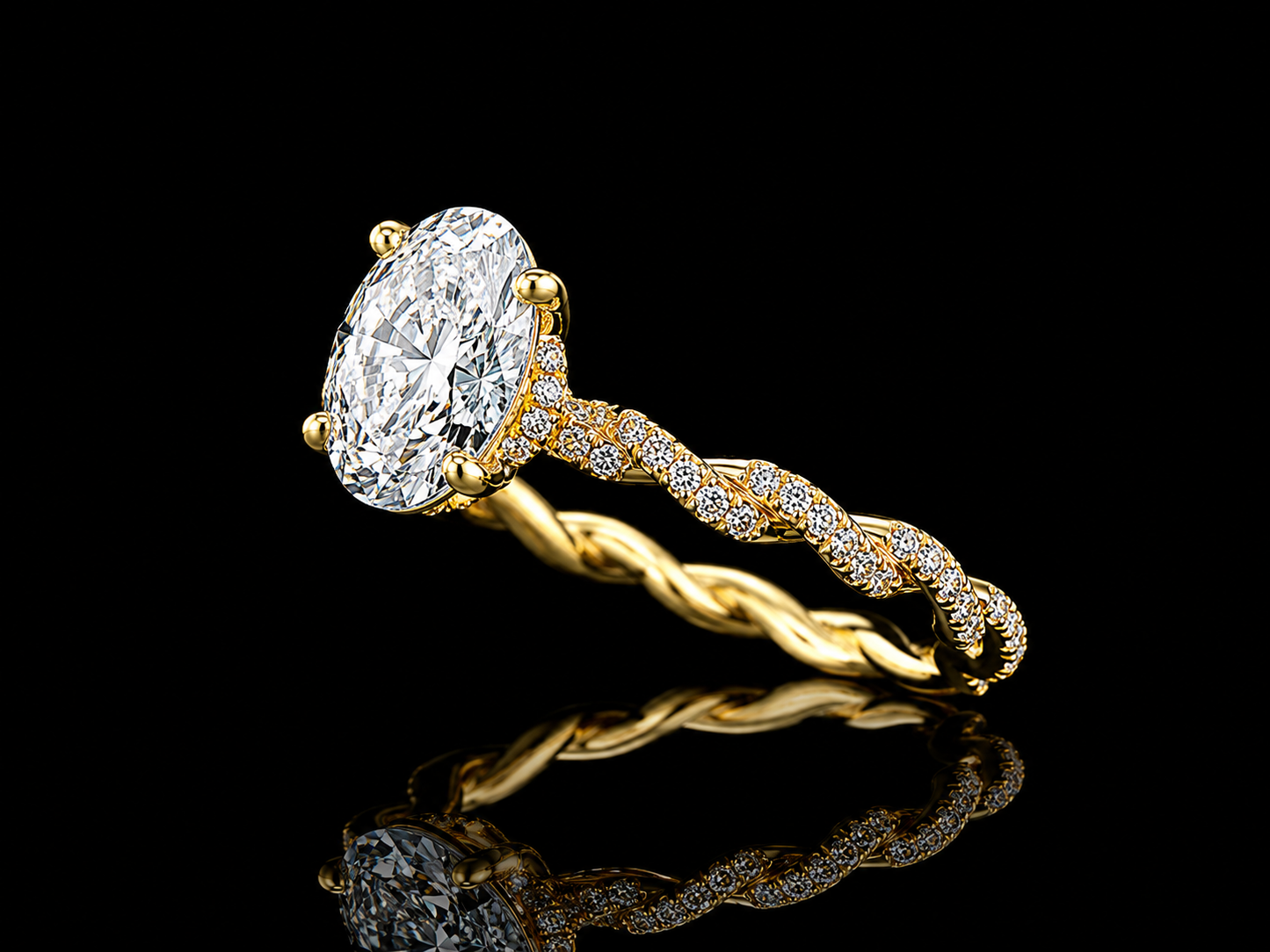 18K Yellow Gold Lab-Grown Diamond Oval Cut Engagement Ring – 2.04 CTW IGI Certified Angelica Jewellers