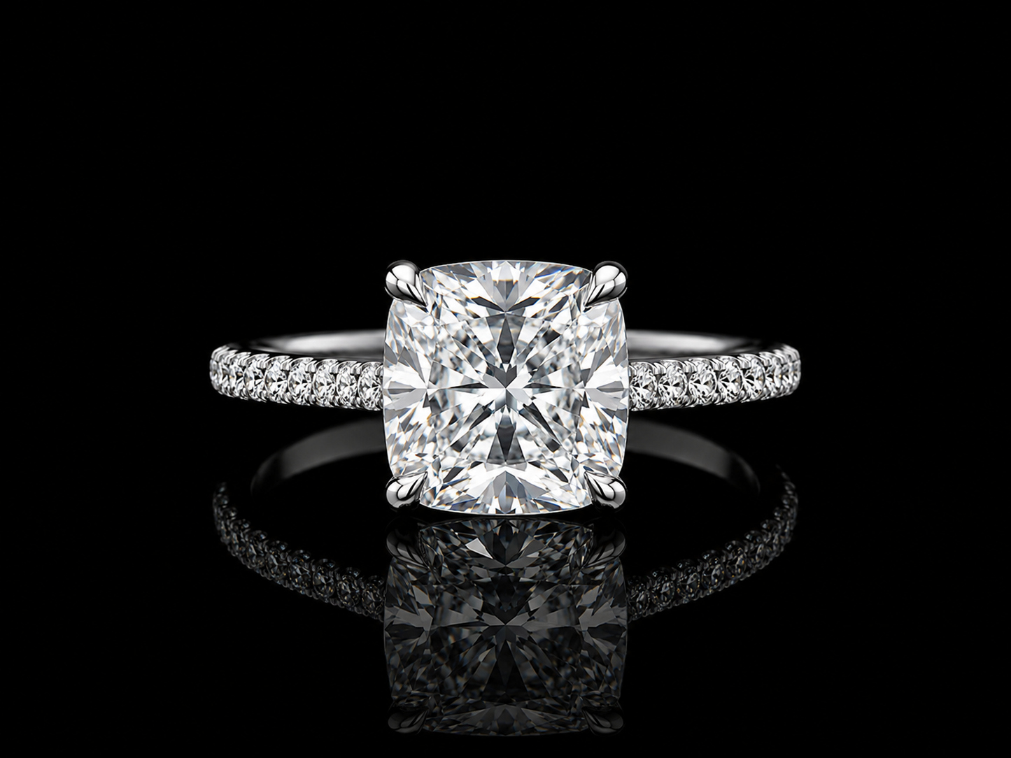 14K White Gold Lab-Grown Diamond Cushion Cut Engagement Ring – 2.39 CTW IGI Certified Angelica Jewellers