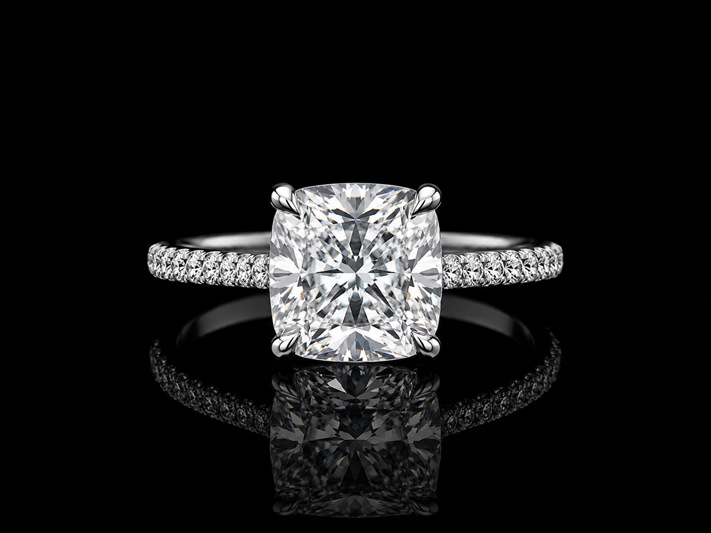 14K White Gold Lab-Grown Diamond Cushion Cut Engagement Ring – 2.39 CTW IGI Certified Angelica Jewellers