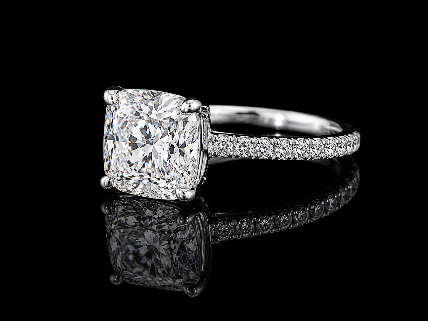 14K White Gold Lab-Grown Diamond Cushion Cut Engagement Ring – 2.39 CTW IGI Certified Angelica Jewellers
