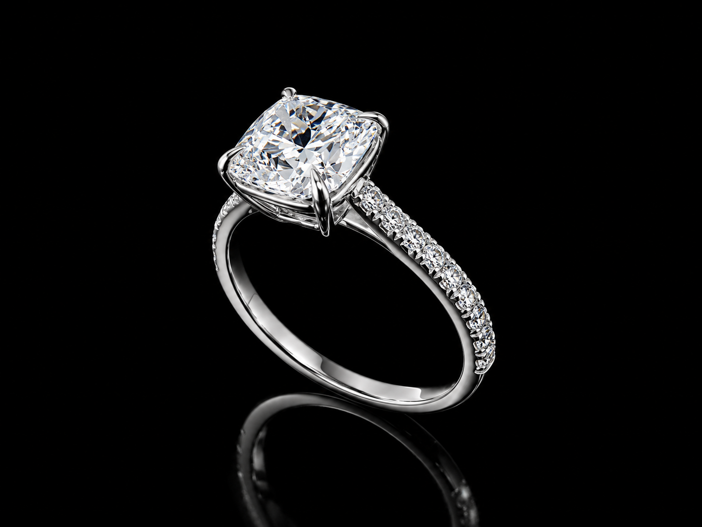 14K White Gold Lab-Grown Diamond Cushion Cut Engagement Ring – 2.39 CTW IGI Certified Angelica Jewellers