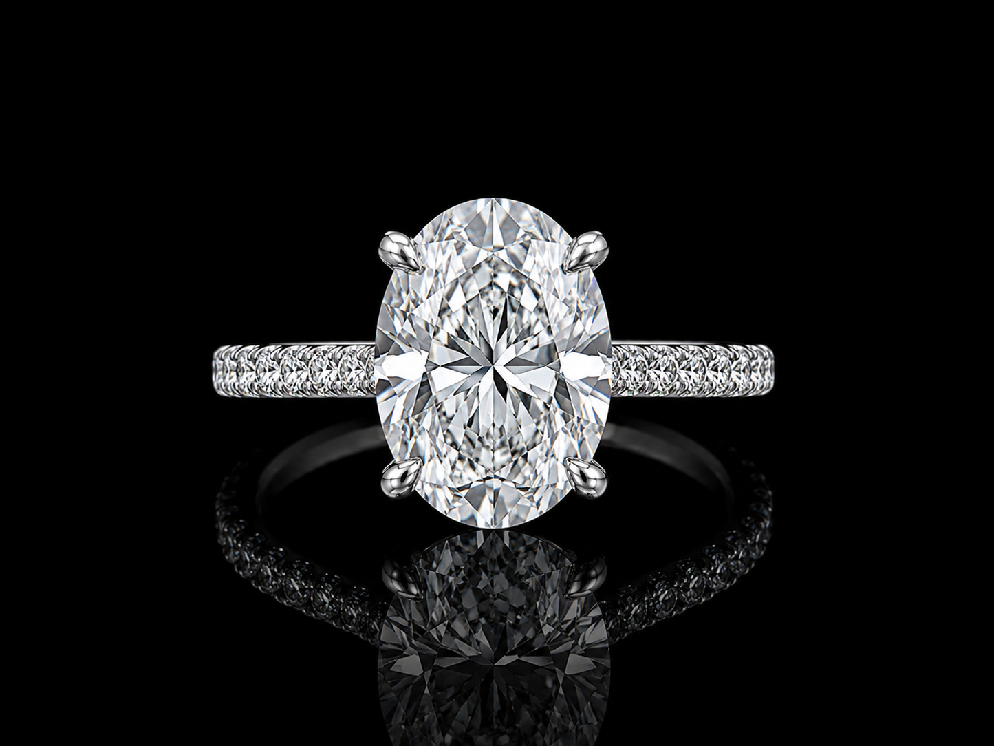 14K White Gold Lab-Grown Diamond Oval Cut Engagement Ring – 3.61 CTW IGI Certified Angelica Jewellers