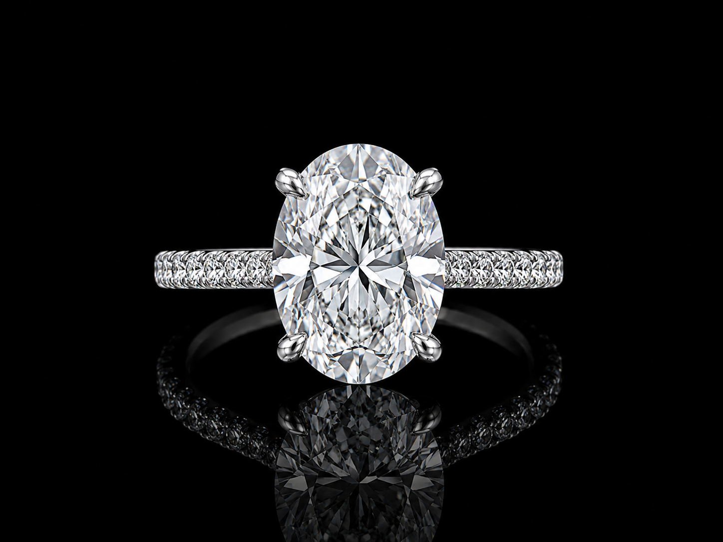 14K White Gold Lab-Grown Diamond Oval Cut Engagement Ring – 3.61 CTW IGI Certified Angelica Jewellers