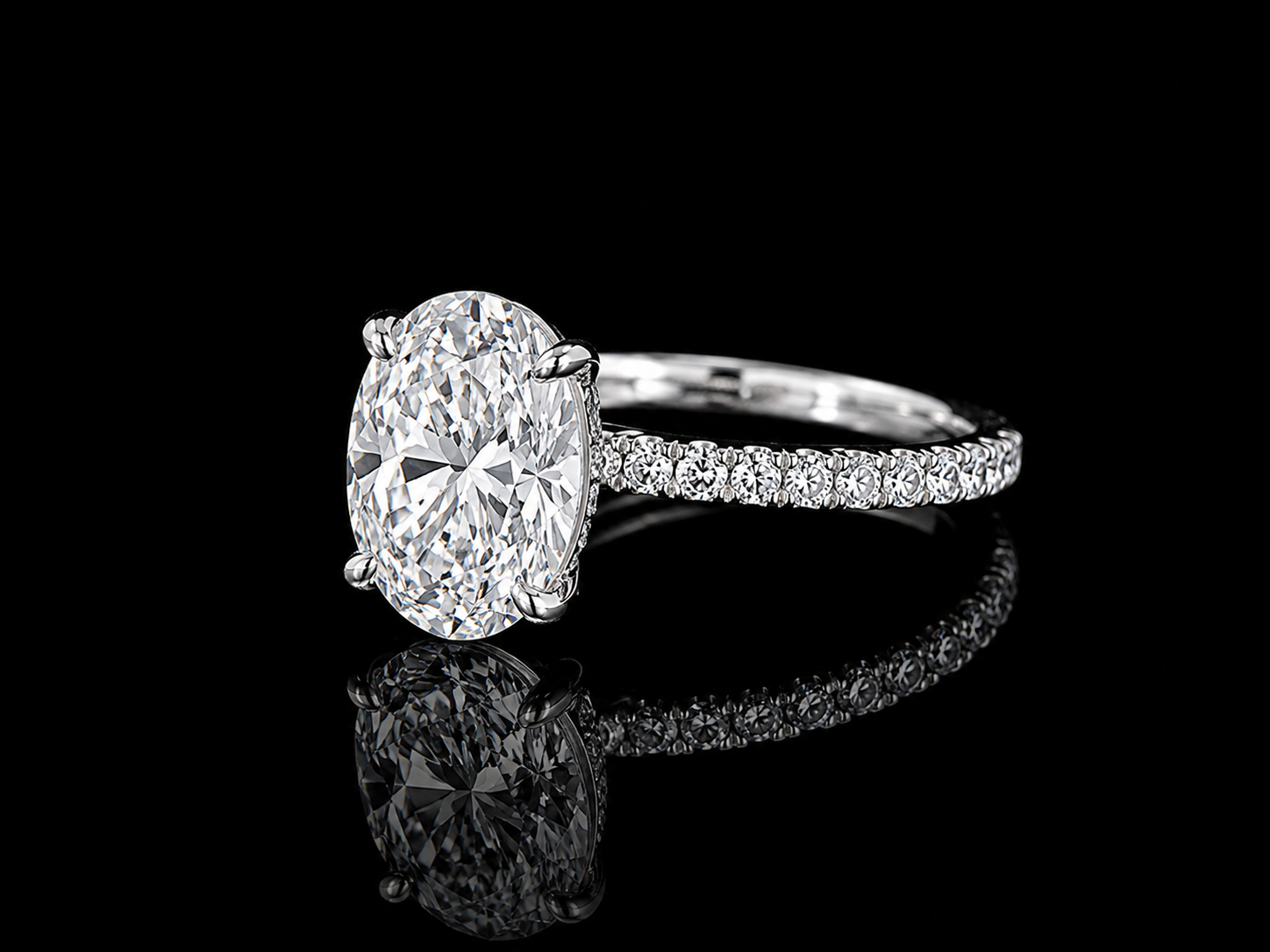 14K White Gold Lab-Grown Diamond Oval Cut Engagement Ring – 3.61 CTW IGI Certified Angelica Jewellers