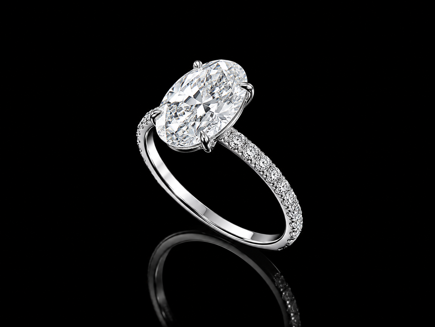 14K White Gold Lab-Grown Diamond Oval Cut Engagement Ring – 3.61 CTW IGI Certified Angelica Jewellers