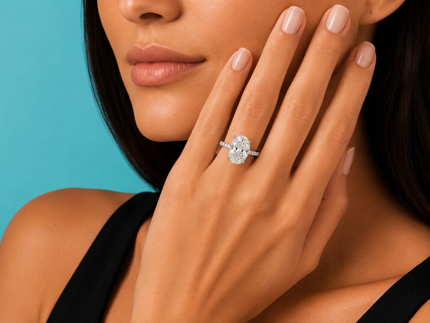 14K White Gold Lab-Grown Diamond Oval Cut Engagement Ring – 3.61 CTW IGI Certified Angelica Jewellers