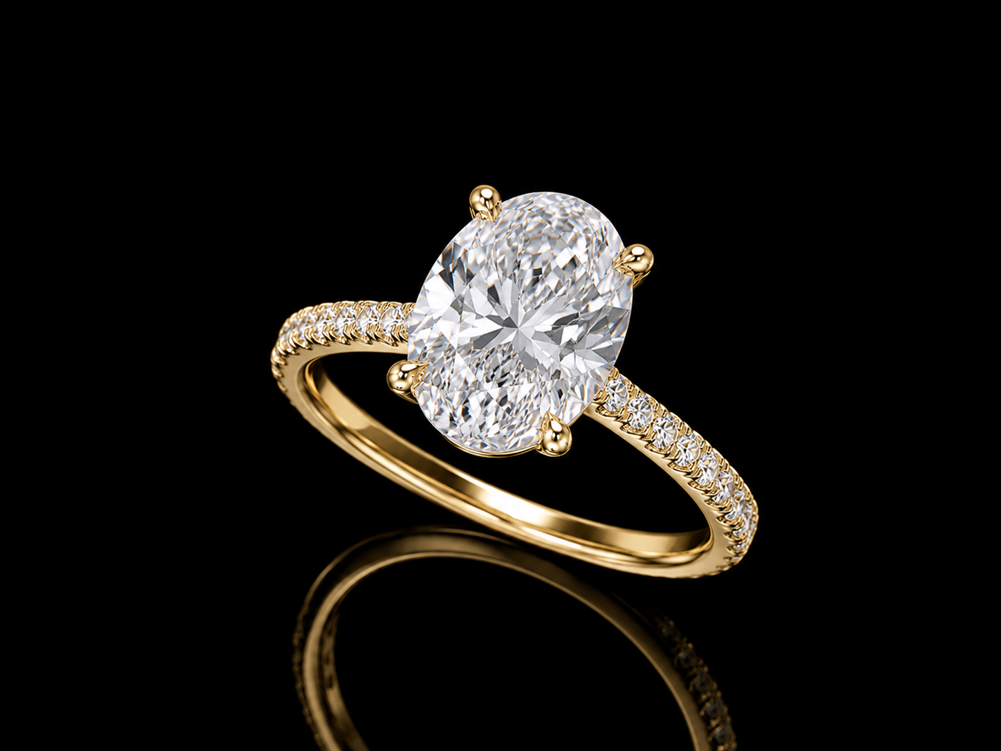 18K Yellow Gold Lab-Grown Diamond Oval Cut Engagement Ring – 2.54 CTW IGI Certified Angelica Jewellers