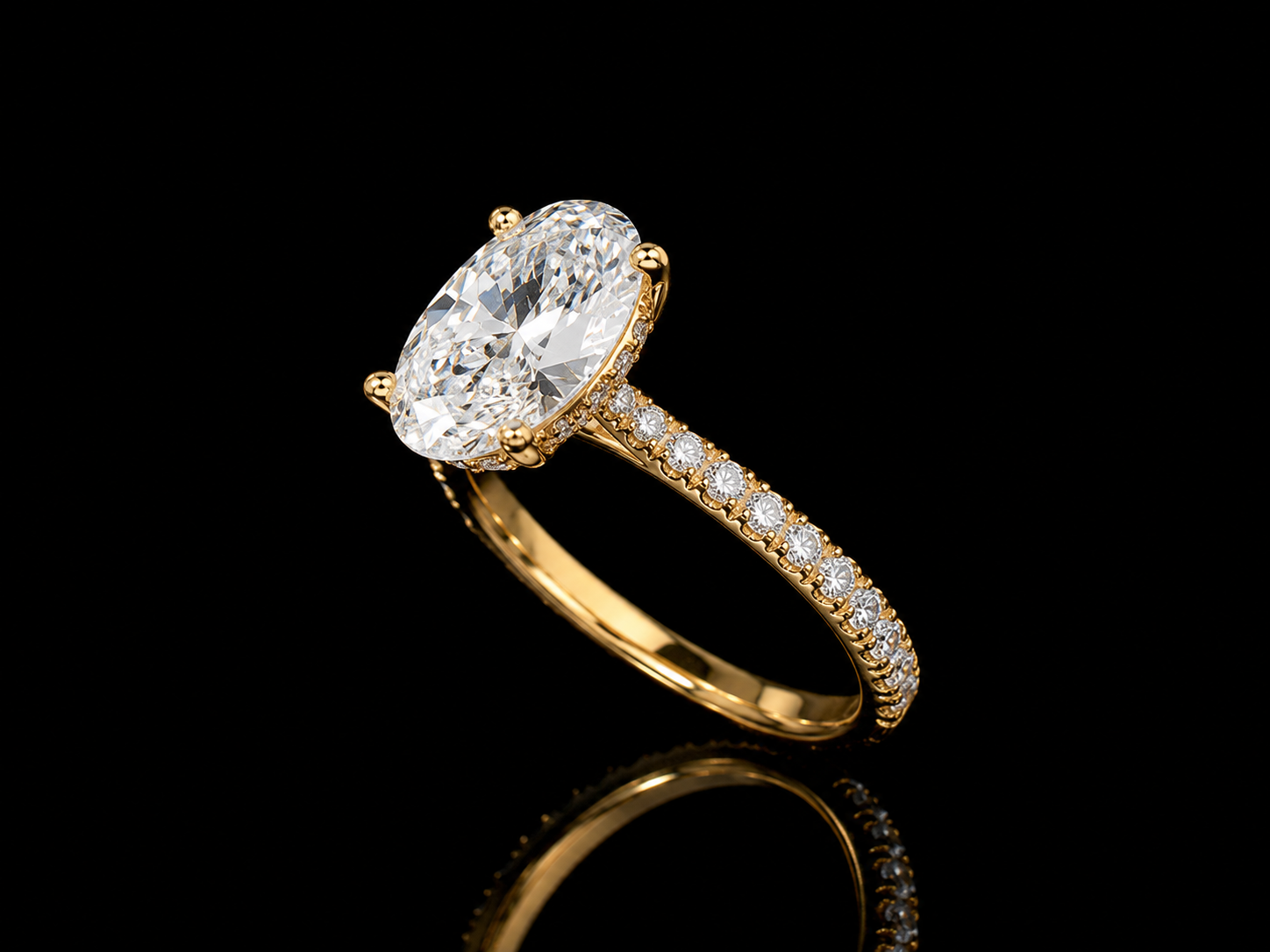 18K Yellow Gold Lab-Grown Diamond Oval Cut Engagement Ring – 2.54 CTW IGI Certified Angelica Jewellers