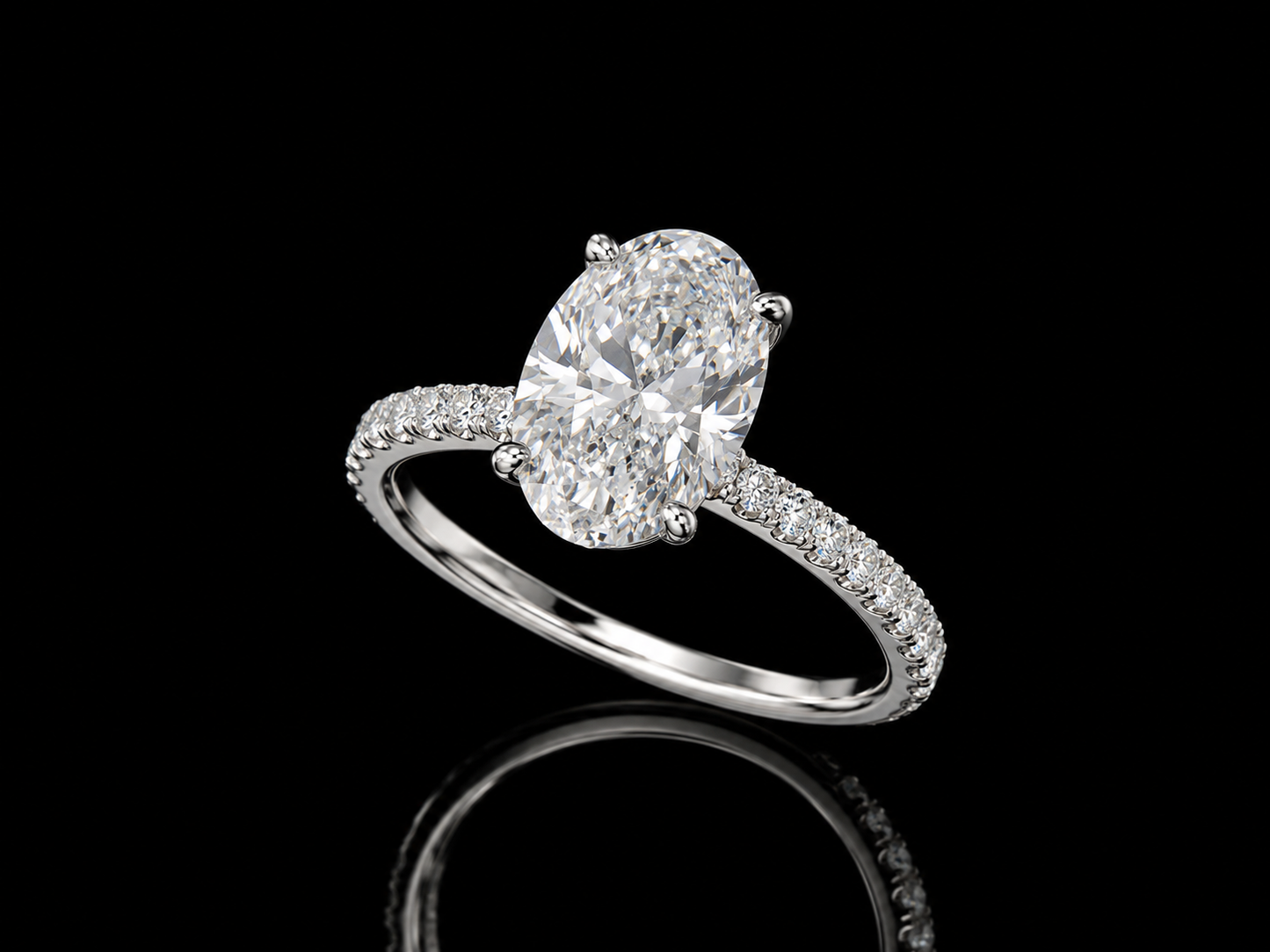 14K White Gold Lab-Grown Diamond Oval Cut Engagement Ring – 2.00 CTW IGI Certified Angelica Jewellers