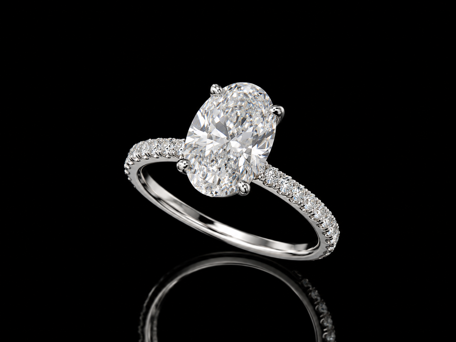 14K White Gold Lab-Grown Diamond Oval Cut Engagement Ring – 2.00 CTW IGI Certified Angelica Jewellers
