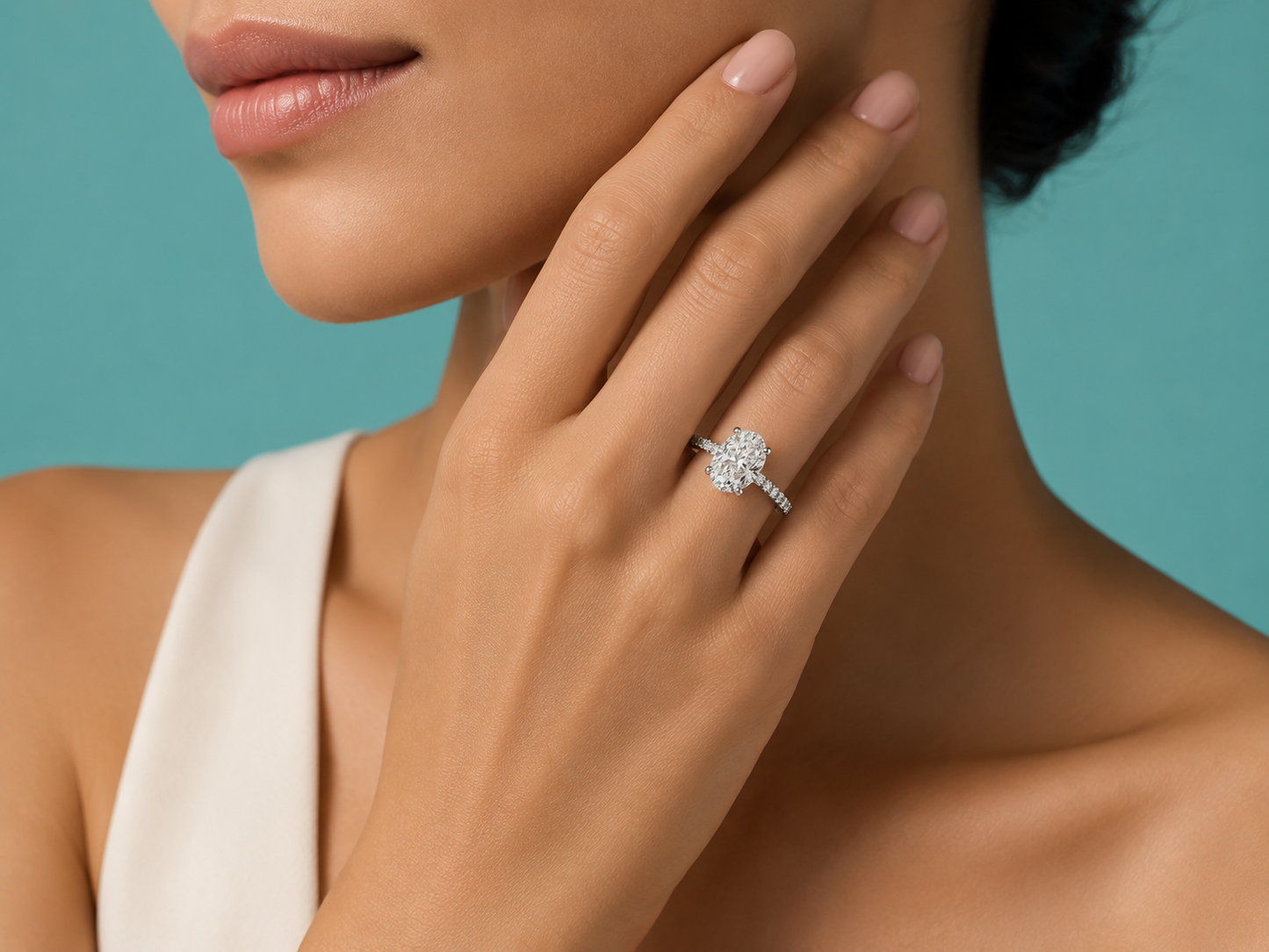 14K White Gold Lab-Grown Diamond Oval Cut Engagement Ring – 2.00 CTW IGI Certified Angelica Jewellers