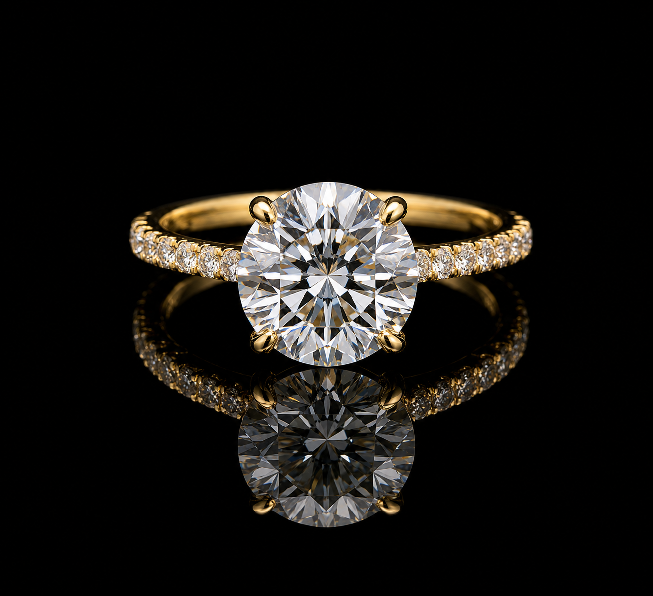 18K Yellow Gold Lab-Grown Round Cut Engagement Ring – 2.53 CTW IGI Certified Angelica Jewellers