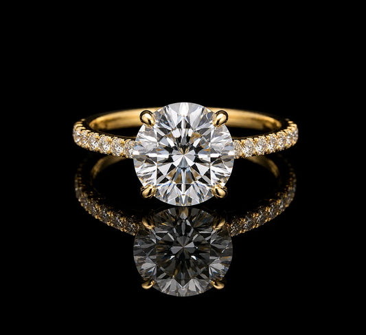 18K Yellow Gold Lab-Grown Round Cut Engagement Ring – 2.53 CTW IGI Certified Angelica Jewellers