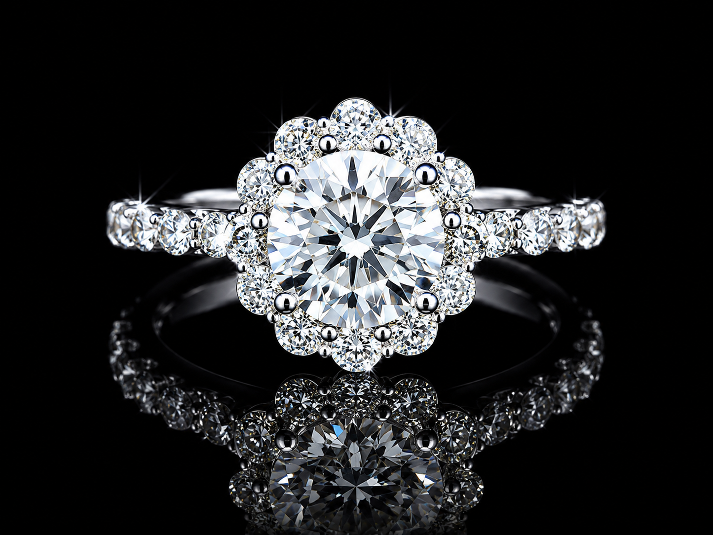 14K White Gold Lab-Grown Diamond Halo Round Cut Engagement Ring – 2.47 CTW IGI Certified Angelica Jewellers