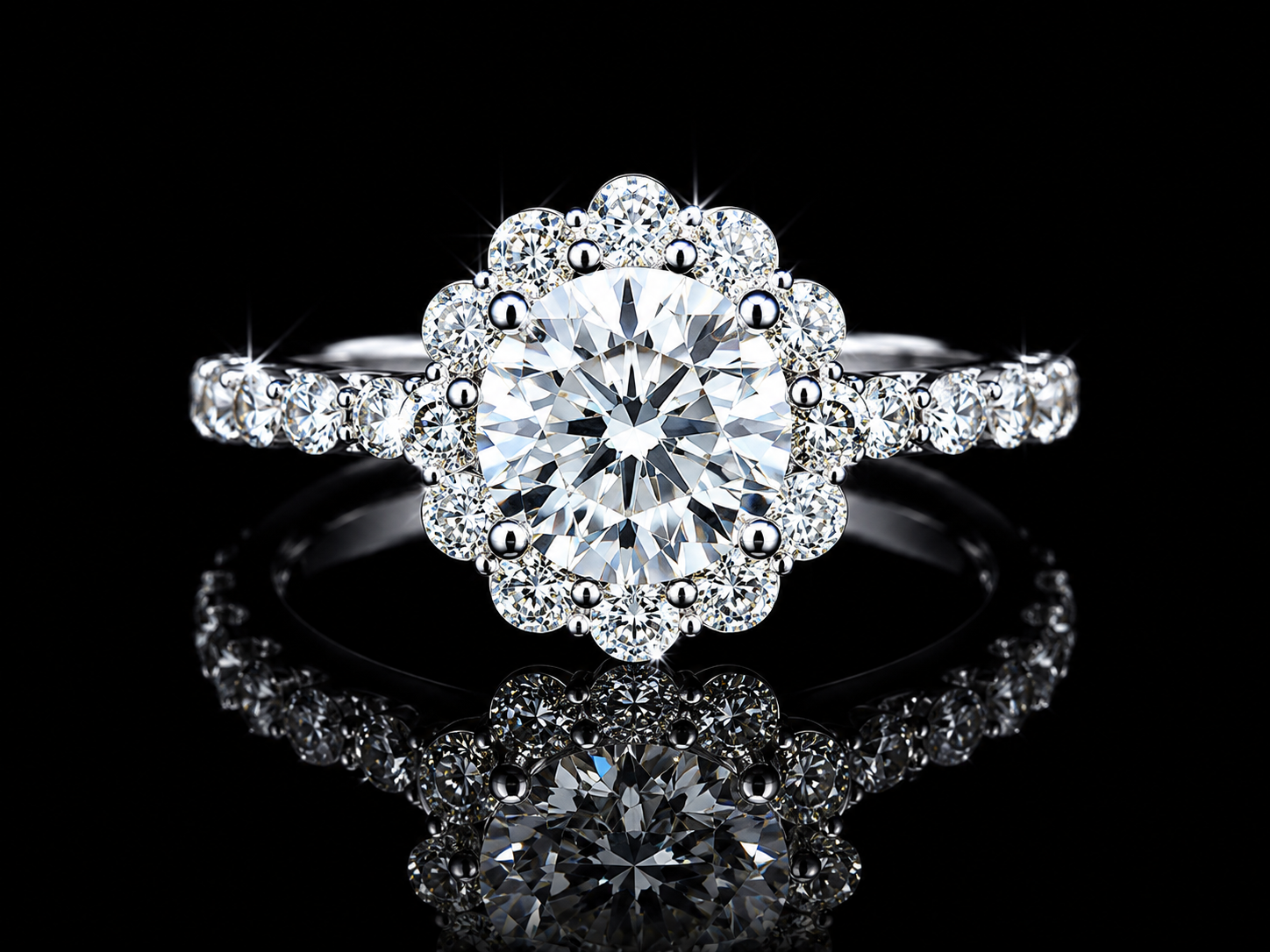 14K White Gold Lab-Grown Diamond Halo Round Cut Engagement Ring – 2.47 CTW IGI Certified Angelica Jewellers