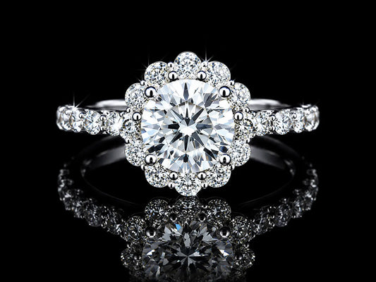 14K White Gold Lab-Grown Diamond Halo Round Cut Engagement Ring – 2.47 CTW IGI Certified Angelica Jewellers