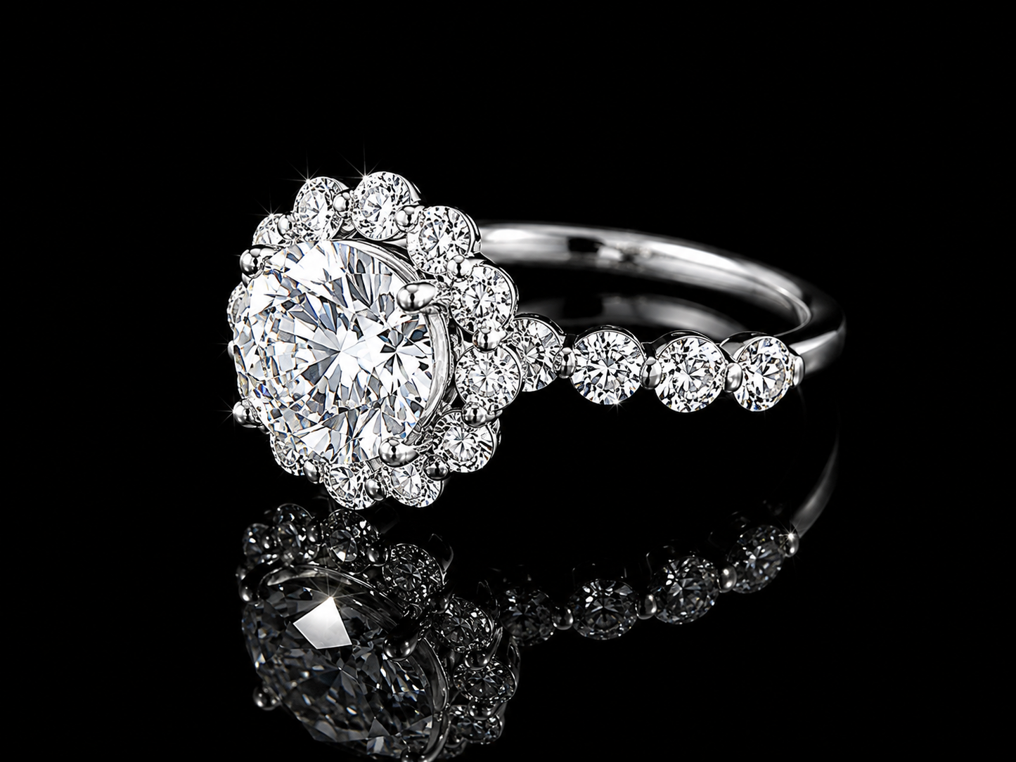 14K White Gold Lab-Grown Diamond Halo Round Cut Engagement Ring – 2.47 CTW IGI Certified Angelica Jewellers