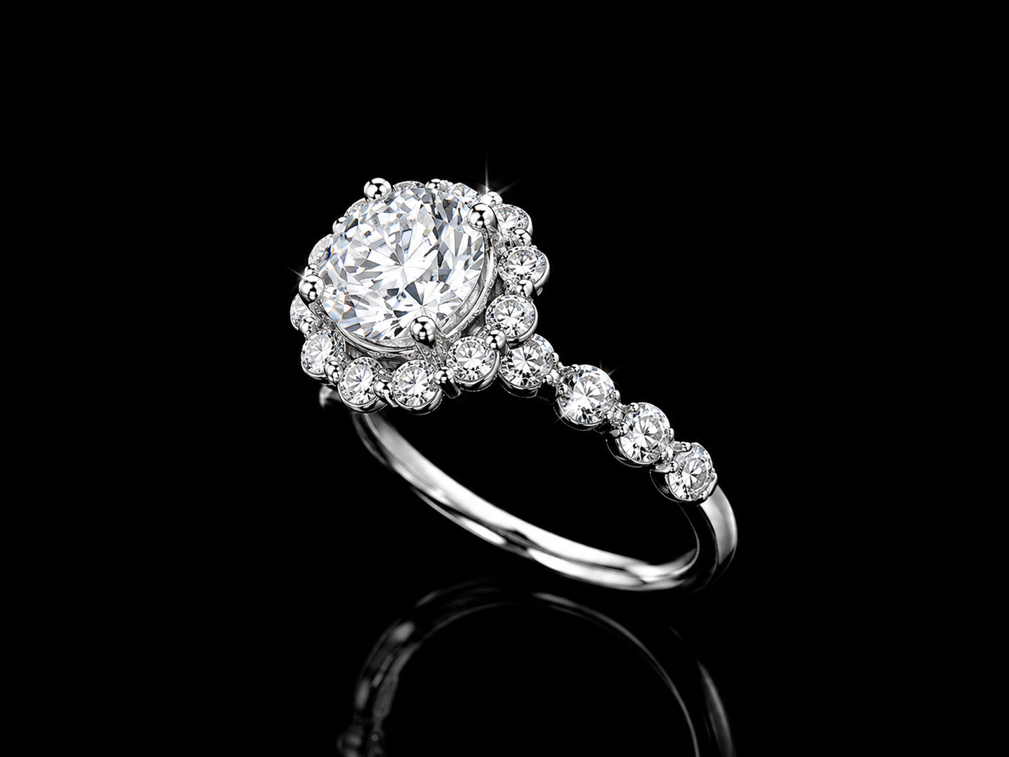 14K White Gold Lab-Grown Diamond Halo Round Cut Engagement Ring – 2.47 CTW IGI Certified Angelica Jewellers