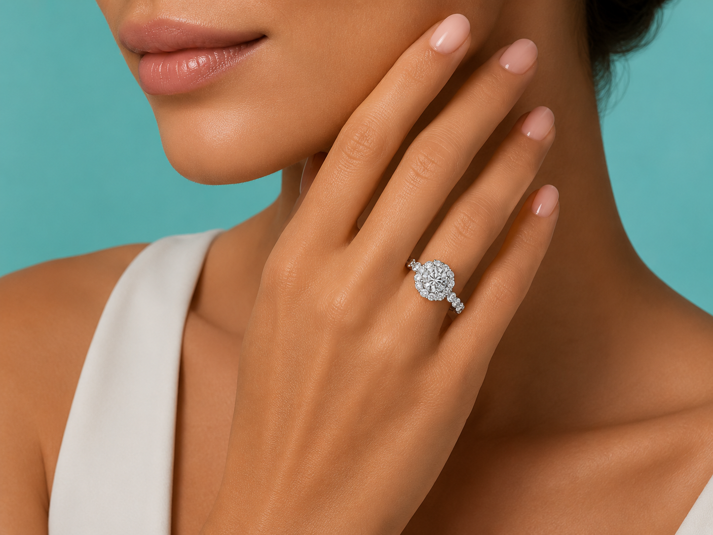 14K White Gold Lab-Grown Diamond Halo Round Cut Engagement Ring – 2.47 CTW IGI Certified Angelica Jewellers