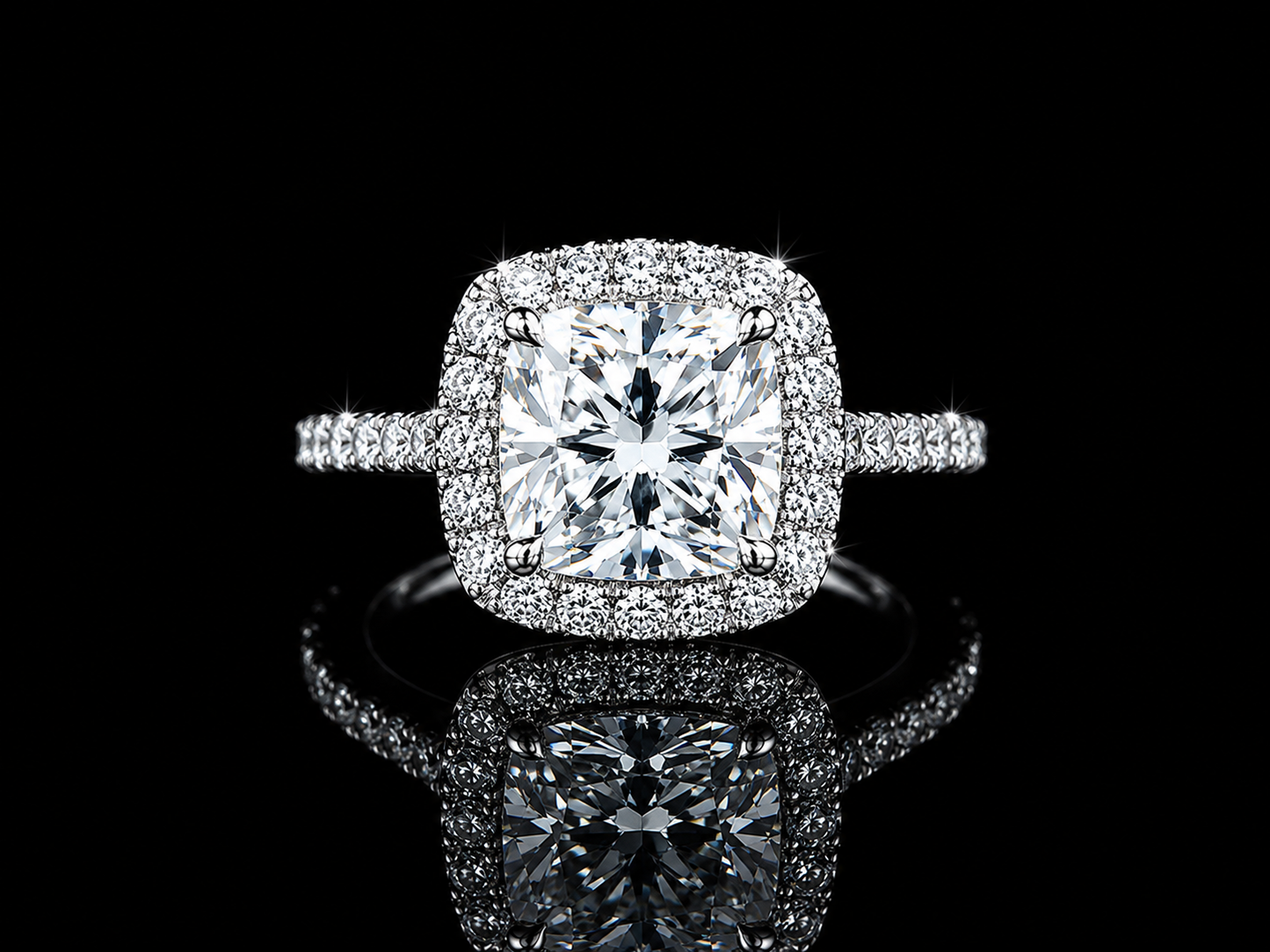 14K White Gold Lab-Grown Diamond Cushion Cut Engagement Ring – 2.58 CTW IGI Certified Angelica Jewellers