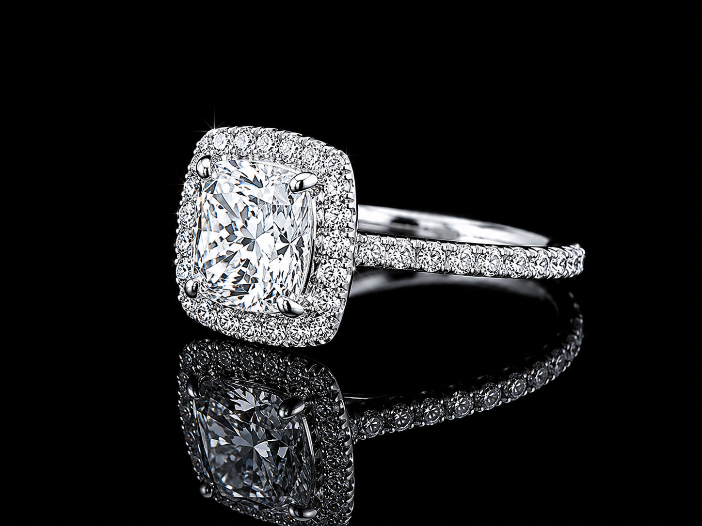 14K White Gold Lab-Grown Diamond Cushion Cut Engagement Ring – 2.58 CTW IGI Certified Angelica Jewellers