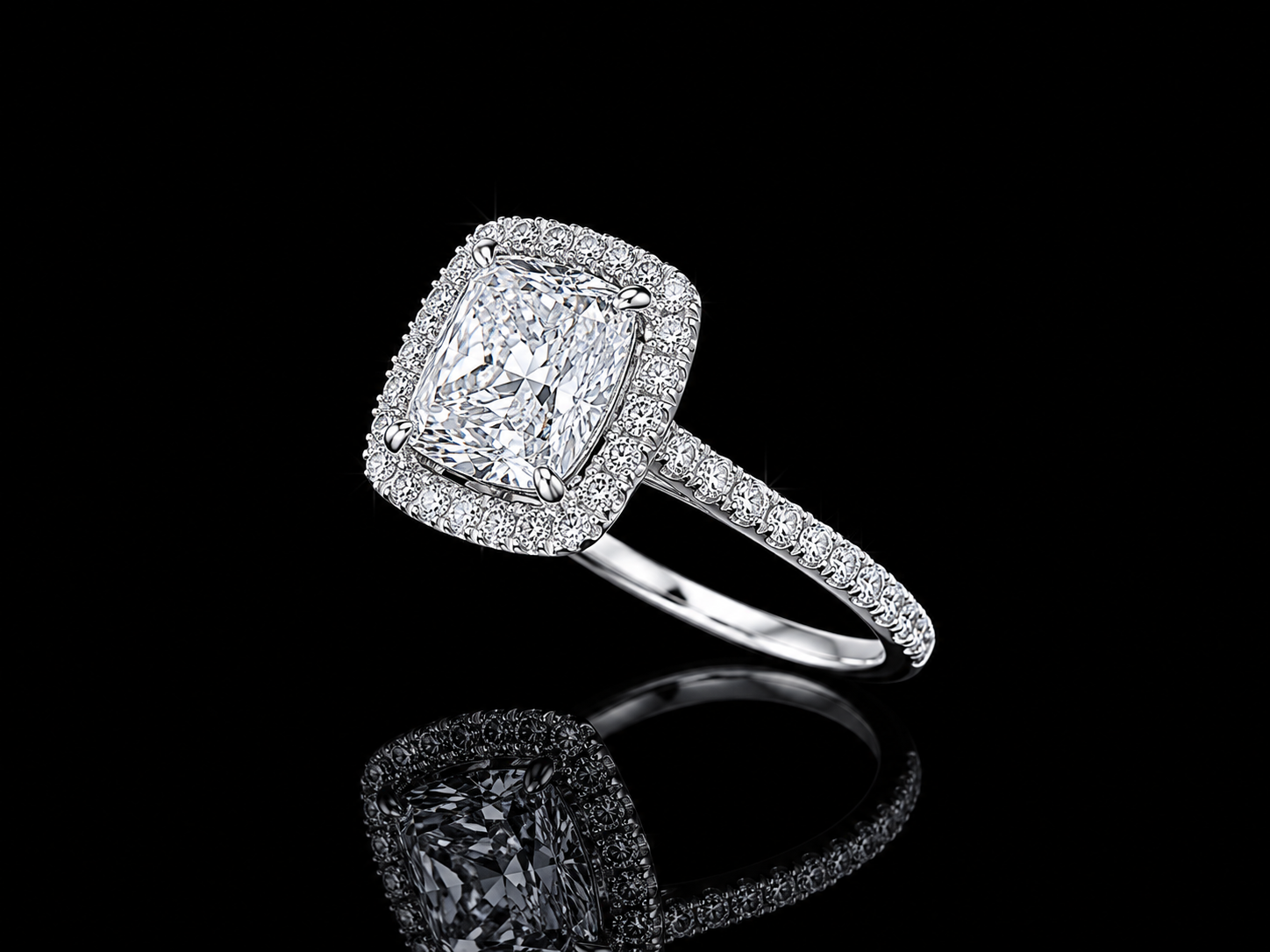 14K White Gold Lab-Grown Diamond Cushion Cut Engagement Ring – 2.58 CTW IGI Certified Angelica Jewellers