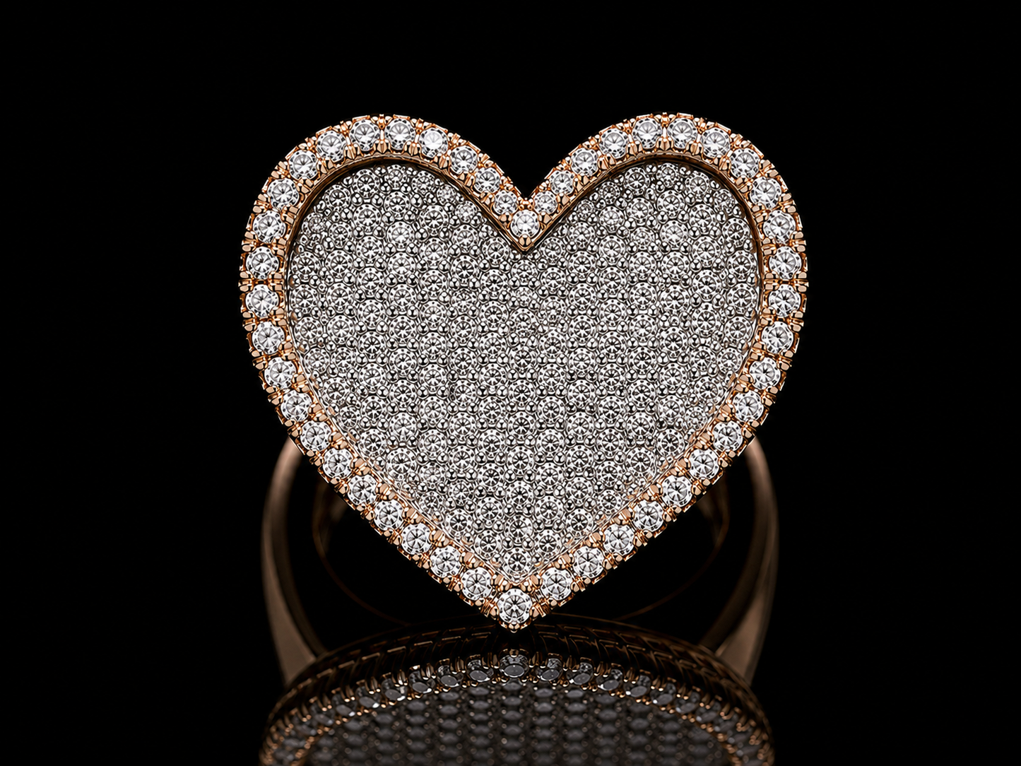 14K Rose & White Gold Diamond Heart Ring – 8.65 Carat Diamond Statement Ring Angelica Jewellers