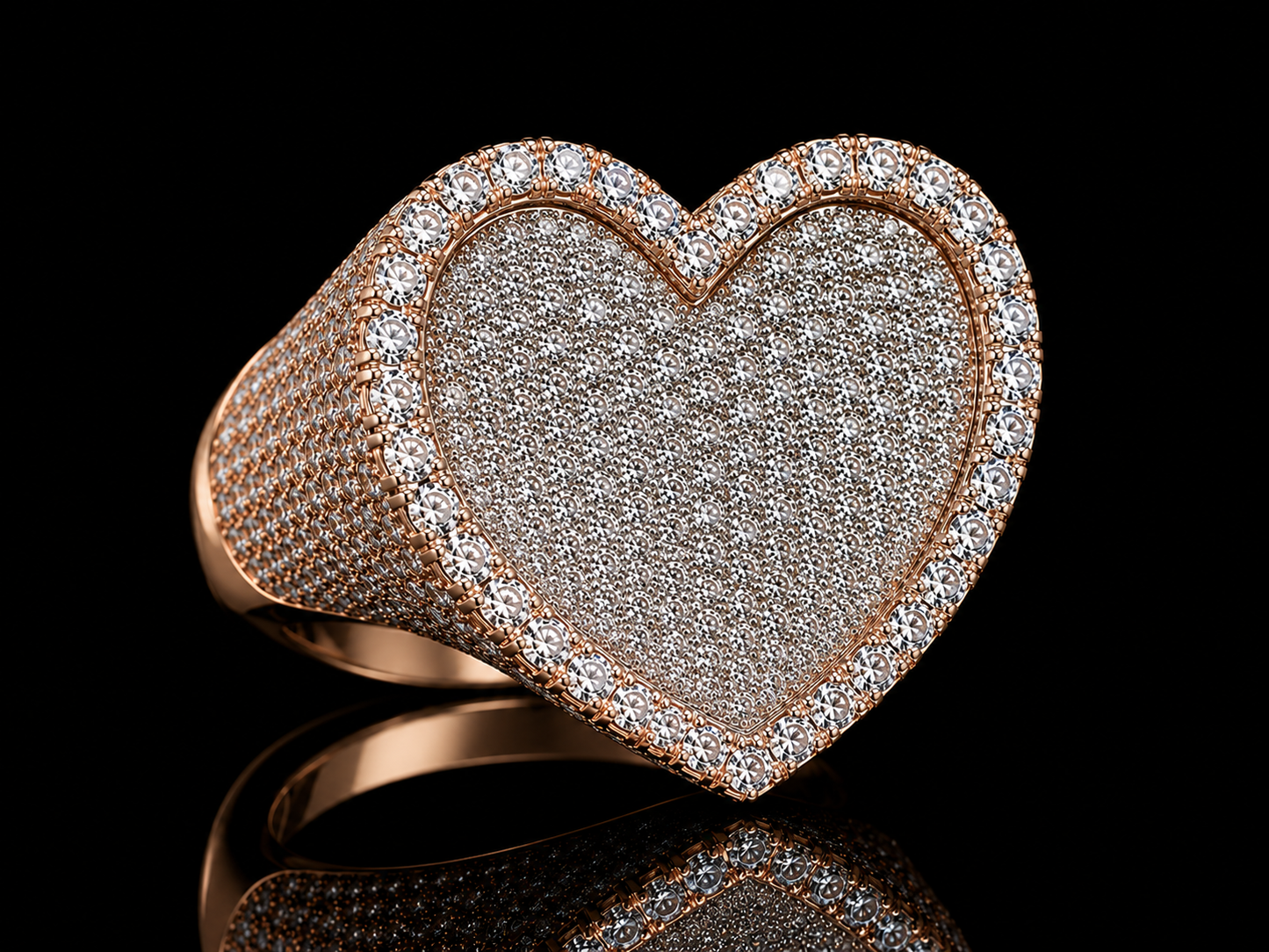 14K Rose & White Gold Diamond Heart Ring – 8.65 Carat Diamond Statement Ring Angelica Jewellers