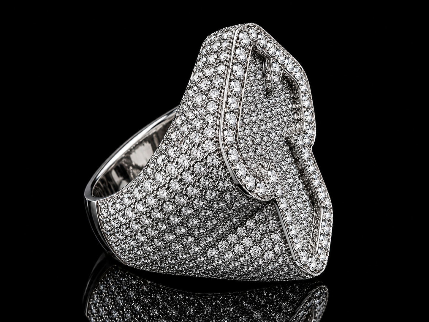 14K White Gold & Diamond Cross Ring – 7.50CT Diamond Statement Ring Angelica Jewellers