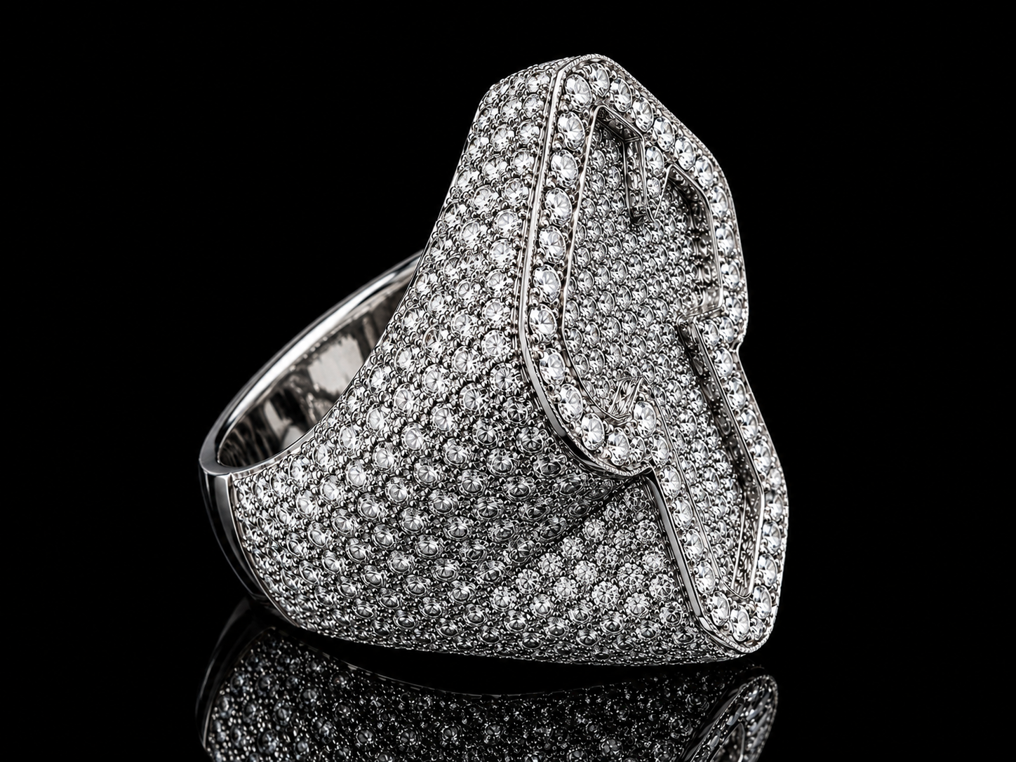 14K White Gold & Diamond Cross Ring – 7.50CT Diamond Statement Ring Angelica Jewellers