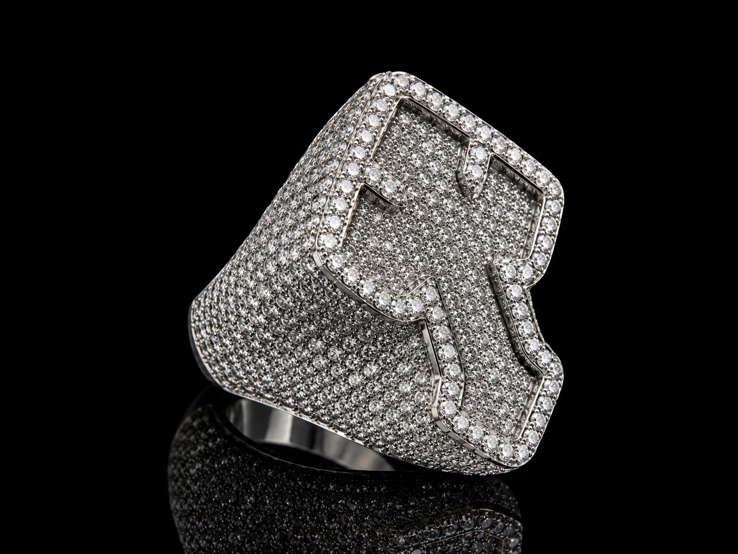 14K White Gold & Diamond Cross Ring – 7.50CT Diamond Statement Ring Angelica Jewellers
