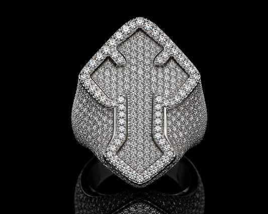 14K White Gold & Diamond Cross Ring – 7.50CT Diamond Statement Ring Angelica Jewellers