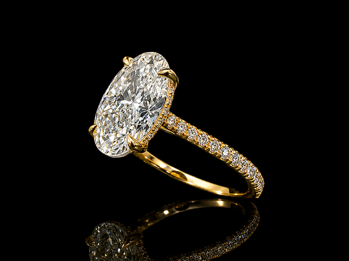 18K Yellow Gold Lab-Grown Diamond Oval Cut Engagement Ring – 2.93 CTW IGI Certified Angelica Jewellers