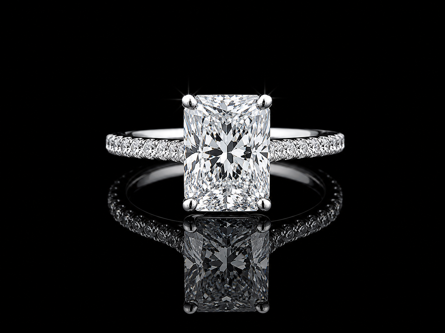 14K White Gold Lab-Grown Diamond Elongated Cushion Cut Engagement Ring – 2.50 CTW IGI Certified Angelica Jewellers