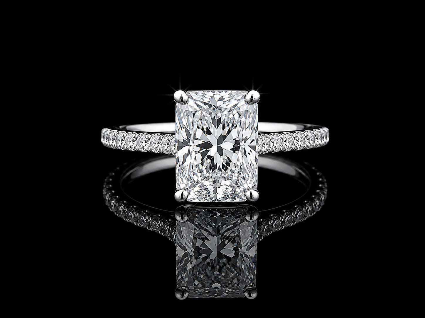 14K White Gold Lab-Grown Diamond Elongated Cushion Cut Engagement Ring – 2.50 CTW IGI Certified Angelica Jewellers