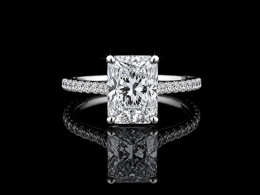 14K White Gold Lab-Grown Diamond Elongated Cushion Cut Engagement Ring – 2.50 CTW IGI Certified Angelica Jewellers