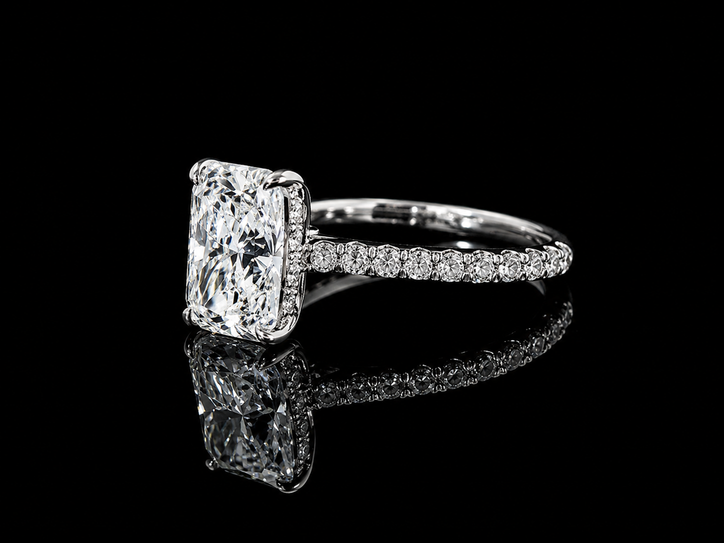 14K White Gold Lab-Grown Diamond Elongated Cushion Cut Engagement Ring – 2.50 CTW IGI Certified Angelica Jewellers