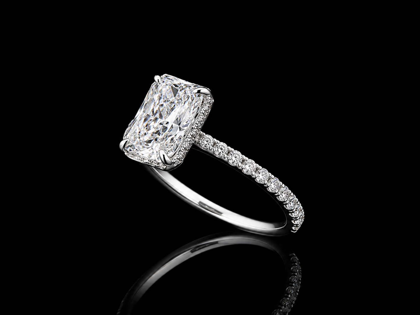 14K White Gold Lab-Grown Diamond Elongated Cushion Cut Engagement Ring – 2.50 CTW IGI Certified Angelica Jewellers