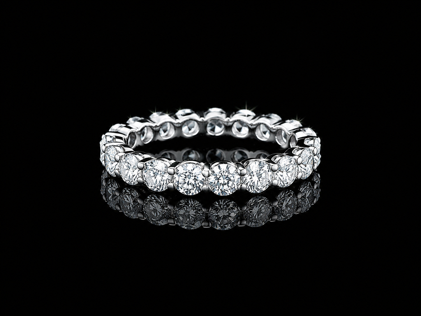 14K White Gold Shared Prong Round Brilliant Lab-Grown Diamond Eternity Ring – 3.10 CTW Angelica Jewellers